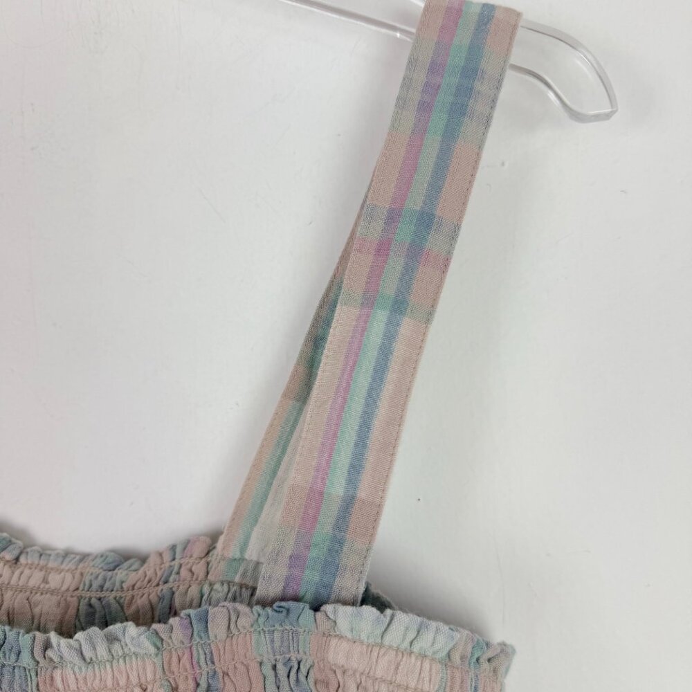 NWT American Eagle Pastel Plaid Stripe Swing Smock Crop Cami Tank Size XS NEW - Picture 11 of 11